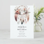 Invitation Attrape-rêves Bohème Mariage Cristal Fleur Plume (Debout devant)