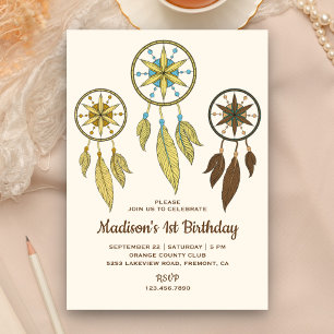 Invitation Attrape-rêves de fête d'anniversaire Tribal Bohème