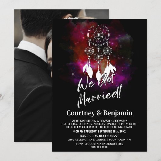 Invitation Attrape-rêves de nuit étoilée Réception de mariage (Devant / Derrière)