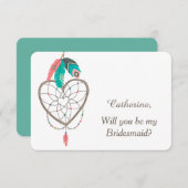 Invitation Attrape-rêves Plume Demoiselle d'honneur de mariag (Devant / Derrière)