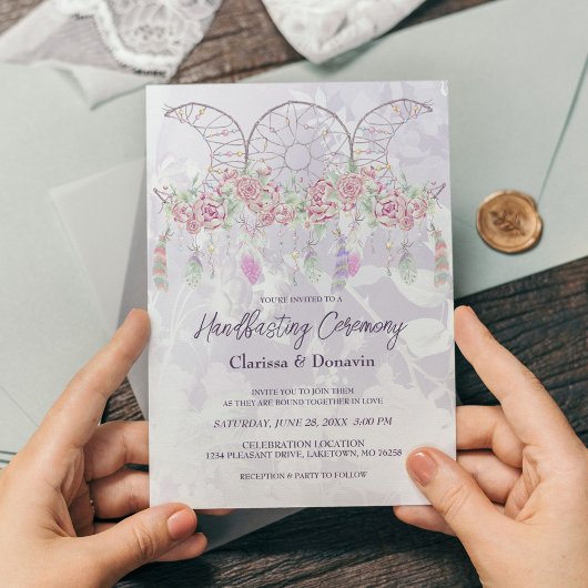 Invitation Attrape-rêves triple lune Boho pour cérémonie de m