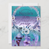 Invitation Attrape-rêves violet et sarcelle Fête d'anniversai (Devant)