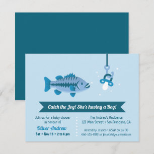 Invitation Attraper la Joy Sea Bass Pêche Baby shower à thème