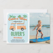 Invitation Attraper un Surf d'onde photo Anniversaire (Devant)