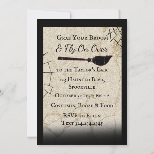 Invitation Attraper une chambre | Sorcière à thème Halloween  (Dos)