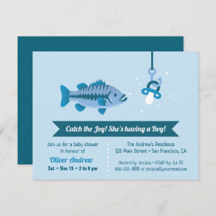 Invitation Attrapez le joy Sea Bass Fishing Baby shower à thè