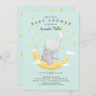 Invitation Attrapez Un Baby shower Etoile Bunny Elephant