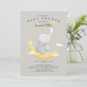 Invitation Attrapez Un Étoile Baby shower Eléphant Bunny Neut (Debout devant)