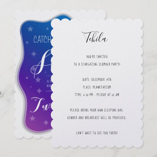 Invitation Attrapez une étoile qui tombe (Devant / Derrière)