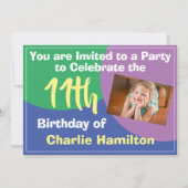 Invitation au 11e anniversaire avec photo (Devant)