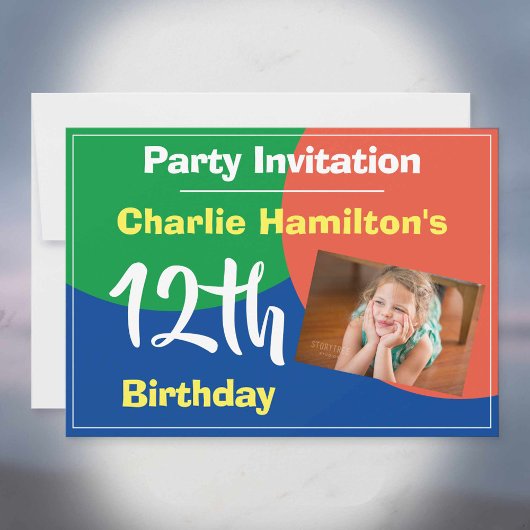 Invitation au 12e anniversaire avec photo