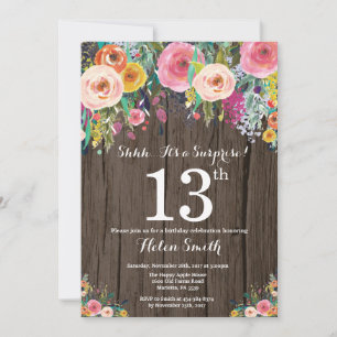 Invitation au 13e anniversaire de la Rustic Floral