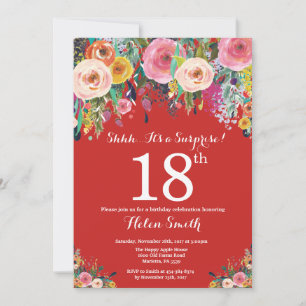 Invitation au 18e anniversaire de la Red Floral Su