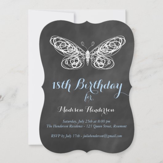 Invitation au 18e anniversaire du papillon Chalkbo (Devant)