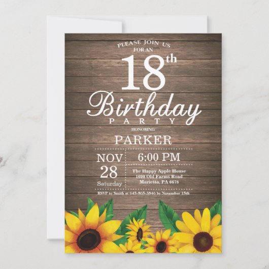 Invitation au 18e anniversaire du tournesol russe (Devant)