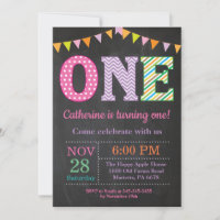 Invitation au 1er anniversaire. Fille Premier Anni