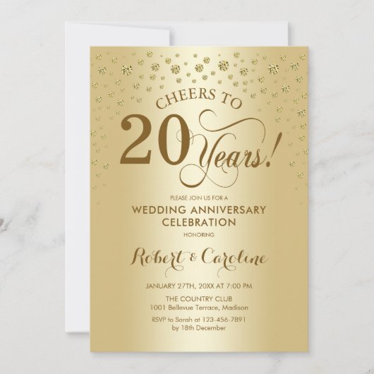 Invitation au 20e anniversaire de mariage en or (Devant)