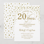 Invitation au 20e anniversaire de mariage Gold Whi (Devant / Derrière)