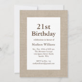 Invitation au 21e anniversaire de Burlap (Dos)