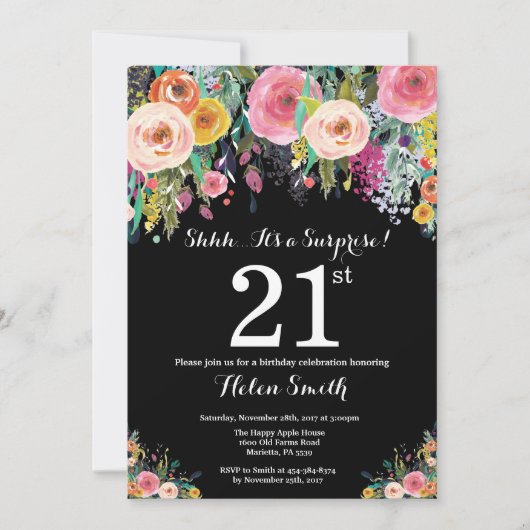 Invitation au 21e anniversaire de Floral Surprise (Devant)