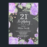 Invitation au 21e anniversaire de la florale du vi<br><div class="desc">Invitation à la floraison de violet botanique 21e anniversaire. Floral Pink Peonies Invitation d'anniversaire pour les femmes. Fleur florale aquarelle. Fleurs de roses et de pivoines élégantes. Anniversaire adulte. Arrière - plan de tableau de bord. Noir et Blanc. 13e 15e 16e 18e 20e 21e 30e 40e 50e 60e 70e 80e...</div>