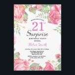 Invitation au 21e anniversaire de la Surprise de l<br><div class="desc">Invitation au 21e anniversaire de la Surprise de la flore botanique. Floral Pink Peonies Invitation d'anniversaire pour les femmes. Fleur florale aquarelle. Fleurs de roses et de pivoines élégantes. Anniversaire adulte. Arrière - plan blanc. Noir et Blanc. 13e 15e 16e 18e 20e 21e 30e 40e 50e 60e 70e 80e 90e...</div>
