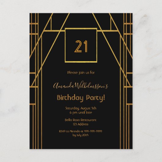 Invitation au 21e anniversaire de Roaring 20's (Devant)