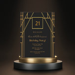 Invitation au 21e anniversaire de Roaring 20's<br><div class="desc">Elégant faux or et glam pour une fête de 21e anniversaire! Une invitation à la fête d'anniversaire de style art déco en faux or et noir pour une fête glamour. Modèles de 21 ans,  nom et pour vos informations de fête.</div>