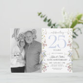Invitation au 25e anniversaire avec photo de fleur (Debout devant)