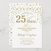 Invitation au 25e anniversaire de mariage or blanc (Devant / Derrière)