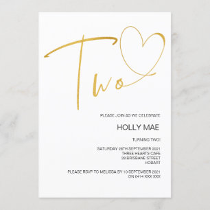 Invitation au 2e anniversaire Deux Coeurs Gold