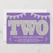 Invitation au 2e anniversaire Purple and Silver| D (Devant)