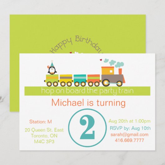 Invitation au 2e train pour garçons (Devant / Derrière)