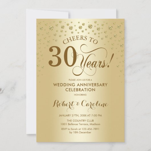 Invitation au 30e anniversaire de mariage en or (Devant)