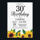 Invitation au 30e anniversaire du tournesol<br><div class="desc">Invitation au 30e anniversaire du tournesol. Fleurs florales et Arrière - plan blanc. Country Vintage Retro. Les femmes, anniversaire. 12e 13e 15e 16e 18e 20e 21e 30e 40e 60e 70e 80e 90e 100e, tous âges. Numérique imprimable. Pour plus de personnalisation, cliquez sur le bouton "Customiser" et utilisez notre outil de...</div>