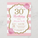 Invitation au 30e anniversaire Floral rose et or<br><div class="desc">Invitation du 30e anniversaire. Le rose et l'or. Parties scintillant d'or. Les Grandes Têtes Roses et Blanches. Flore rose. Anniversaire adulte. Fête d'anniversaire des femmes.
Pour plus de personnalisation,  cliquez sur le bouton "Customiser" et utilisez notre outil de conception pour modifier ce modèle.</div>