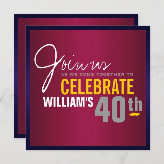 Invitation au 40e anniversaire de l'homme (Devant / Derrière)