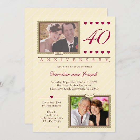 Invitation au 40e anniversaire de Mariage (Devant / Derrière)