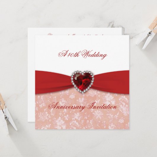 Invitation au 40e anniversaire de mariage en damas (Devant/Arrière en situation)