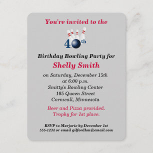 Invitation au 40e anniversaire du Bowling Party