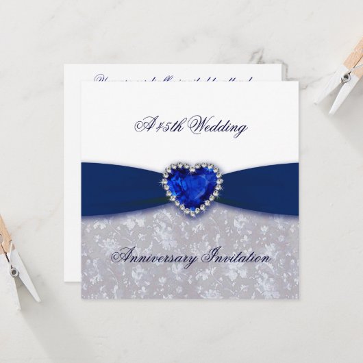 Invitation au 45e anniversaire de mariage en damas (Devant/Arrière en situation)