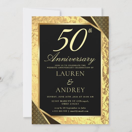 Invitation au 50e anniversaire de mariage (Devant)