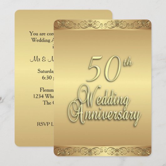 Invitation au 50e anniversaire de mariage (Devant / Derrière)