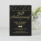 Invitation au 50e Anniversaire de Mariage - Cœurs (Debout devant)