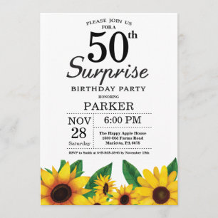 Invitation au 50e anniversaire de Sunflower Surpri
