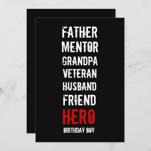 Invitation au 50e anniversaire du Hero Party (Devant / Derrière)