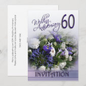 Invitation au 60e anniversaire de mariage Fleurs b (Devant / Derrière)