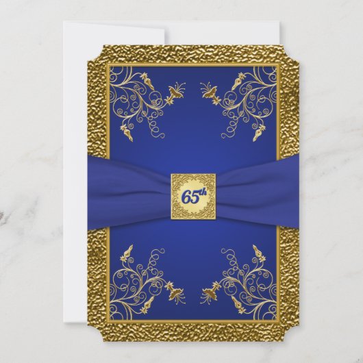 Invitation au 65e anniversaire Royal Blue and Gold (Devant)