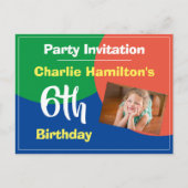 Invitation au 6e anniversaire avec carte postale p (Devant)