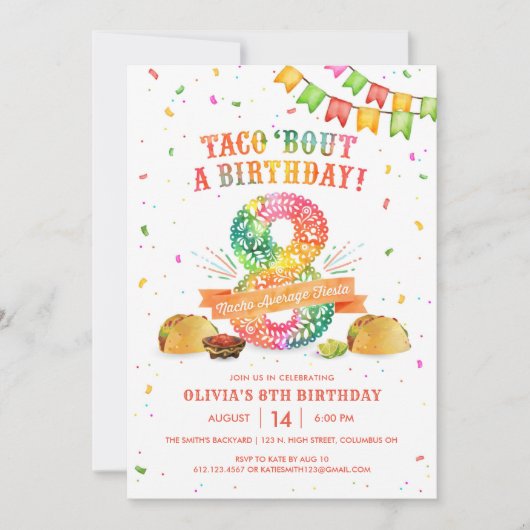 Invitation au 8e anniversaire du fiesta (Devant)